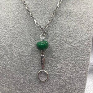 Handmade Green Wood Bead Magnifying Glass Necklace